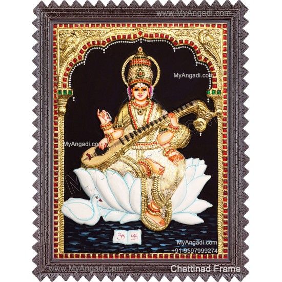 Saraswathi 3d Tanjore Painting