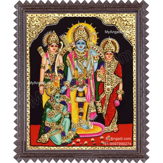 Ram Darbar - Ram with Sita, Hanuman, Lakshmanan  Tanjore Painting