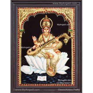 Saraswathi 3d Tanjore Painting