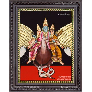  Vishnu On Garuda Vahana Tanjore Painting