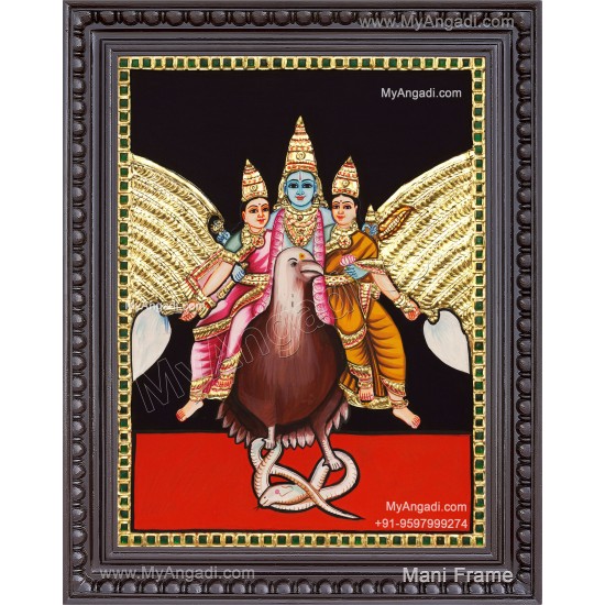  Vishnu On Garuda Vahana Tanjore Painting