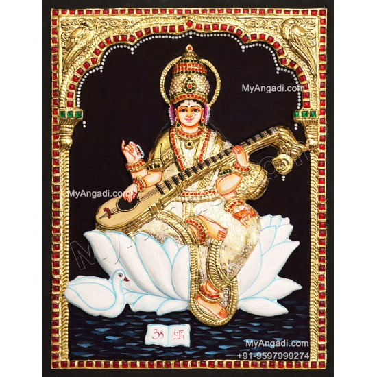 Saraswathi 3d Tanjore Painting