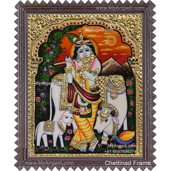 Cow Krishna Tanjore Painting