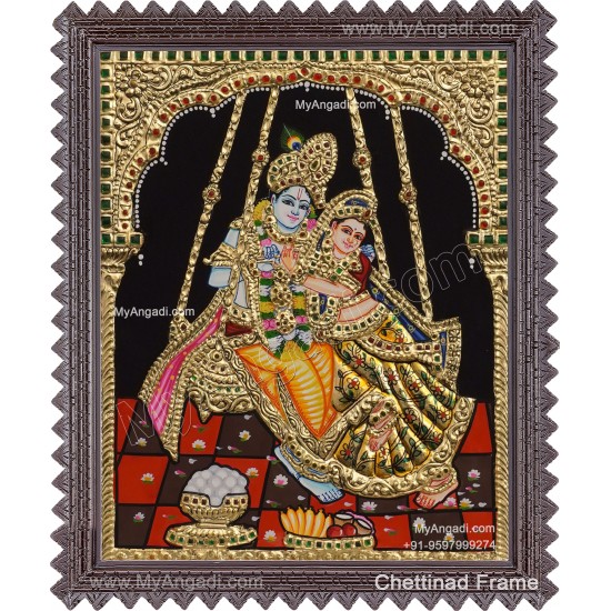 Swing Radha Krishna Tanjore Painting Swing Radha Krishna Tanjore Painting