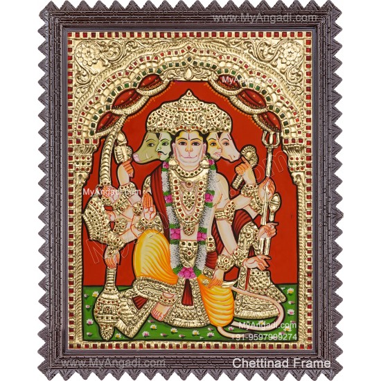 Panchamuga Hanuman Tanjore Painting