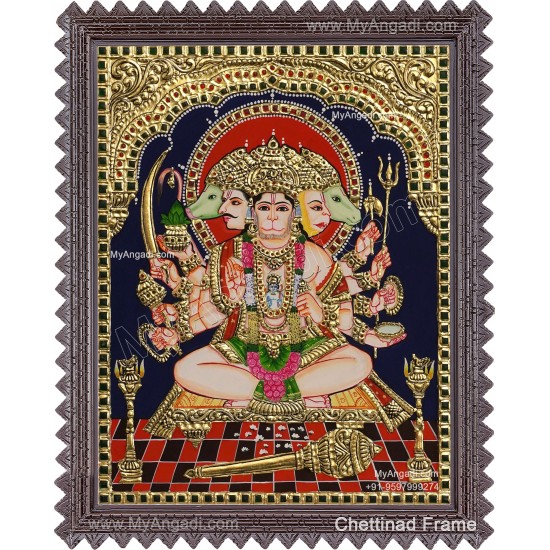Panchamuga Hanuman Tanjore Painting Panchamuga Hanuman Tanjore Painting