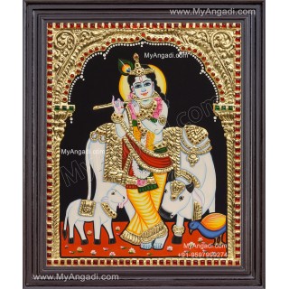 Cow Krishna Tanjore Painting