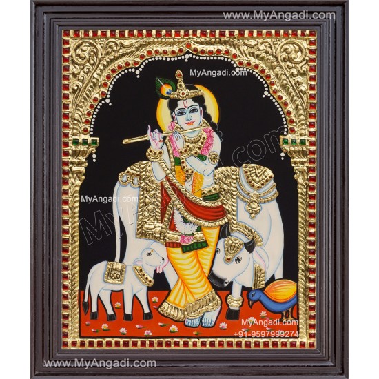 Cow Krishna Tanjore Painting