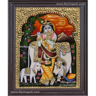 Cow Krishna Tanjore Painting