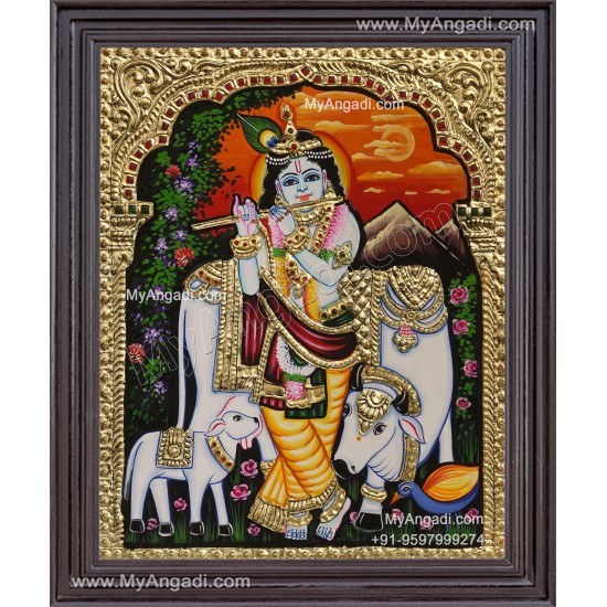 Cow Krishna Tanjore Painting
