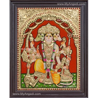 Panchamuga Hanuman Tanjore Painting