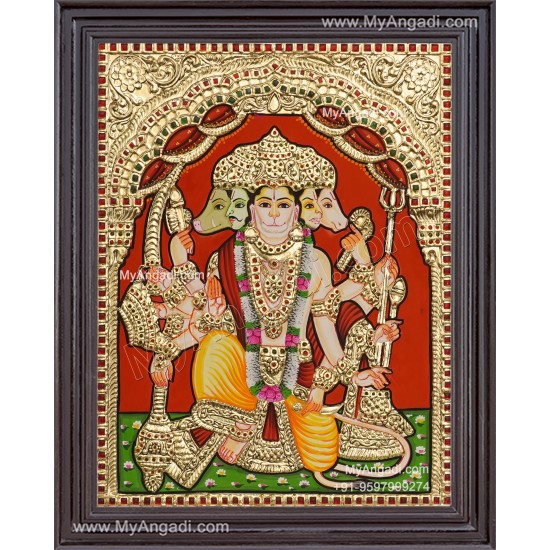 Panchamuga Hanuman Tanjore Painting