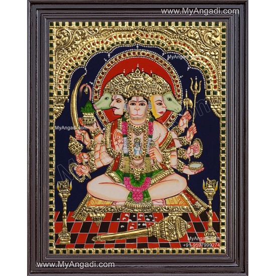 Panchamuga Hanuman Tanjore Painting Panchamuga Hanuman Tanjore Painting