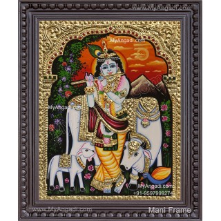 Cow Krishna Tanjore Painting
