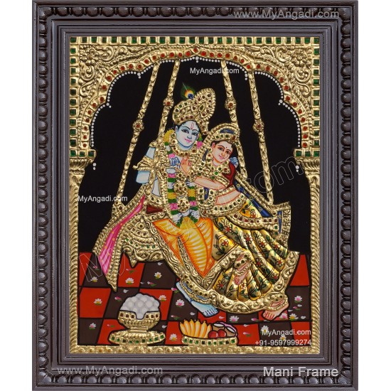 Swing Radha Krishna Tanjore Painting Swing Radha Krishna Tanjore Painting