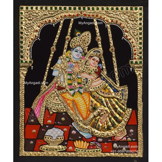 Swing Radha Krishna Tanjore Painting Swing Radha Krishna Tanjore Painting