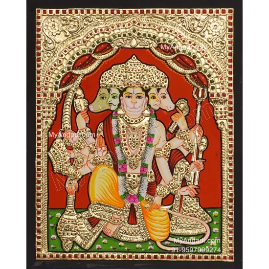 Panchamuga Hanuman Tanjore Painting