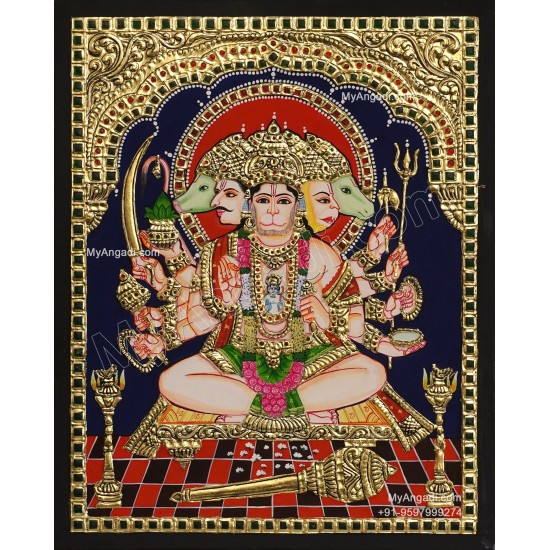 Panchamuga Hanuman Tanjore Painting Panchamuga Hanuman Tanjore Painting