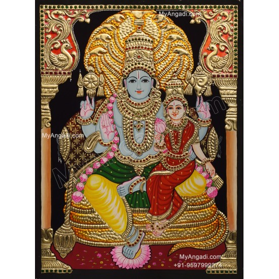 Vishnu Lakshmi Tanjore Painting