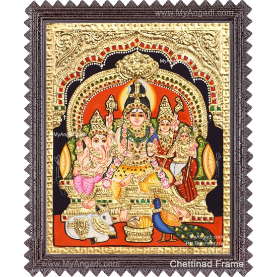 Shiva Family Tanjore Painting Shiva Family Tanjore Painting