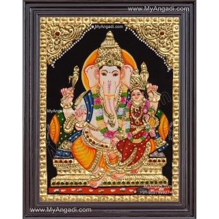 Ganesha Lakshmi  Tanjore Painting