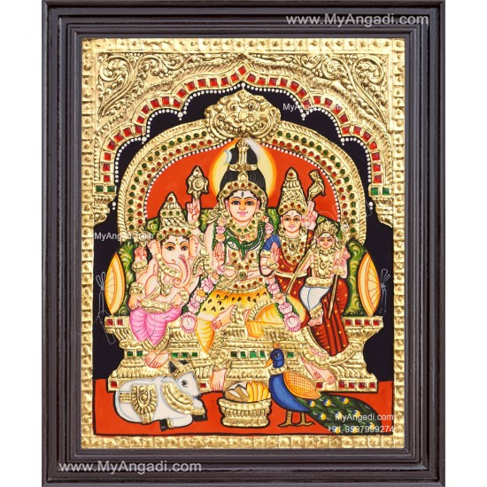 Shiva Family Tanjore Painting Shiva Family Tanjore Painting