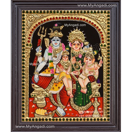Siva Family Tanjore Painting Siva Family Tanjore Painting