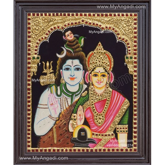 Shiva Parvathi Tanjore Painting Shiva Parvathi Tanjore Painting