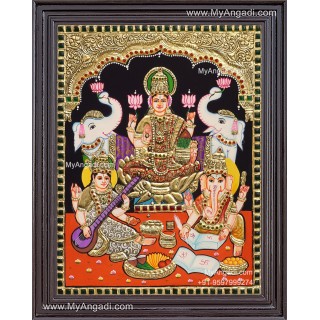 Ganesha Lakshmi Saraswathi Tanjore Painting