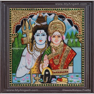 Shivan Parvathi Tanjore Painting