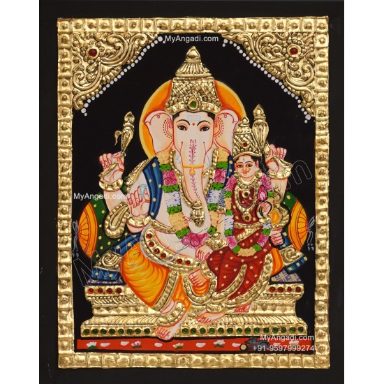 Ganesha Lakshmi  Tanjore Painting