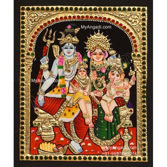 Siva Family Tanjore Painting Siva Family Tanjore Painting