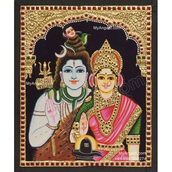 Shiva Parvathi Tanjore Painting Shiva Parvathi Tanjore Painting
