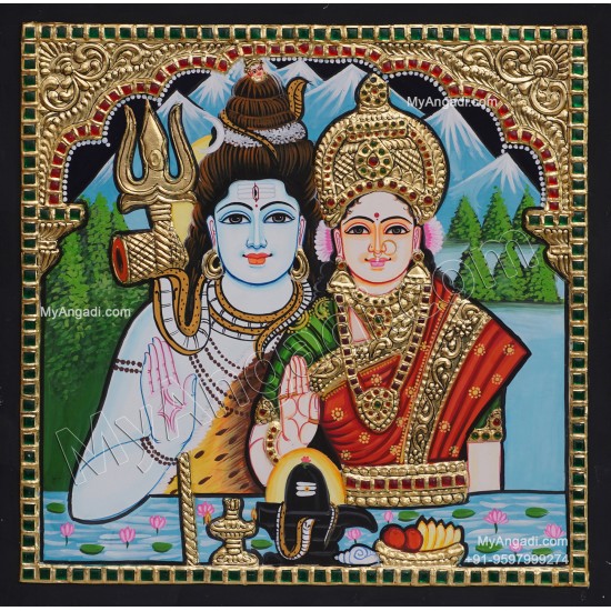 Shivan Parvathi Tanjore Painting Shivan Parvathi Tanjore Painting