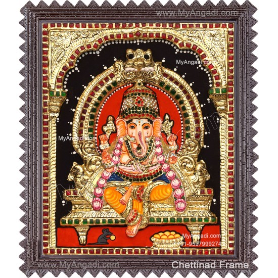 Ganesha 3d Embossed Tanjore Painting