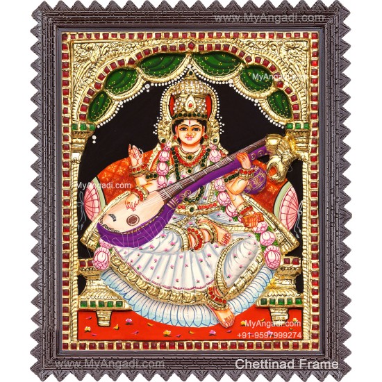 Saraswathi  3D Tanjore Painting
