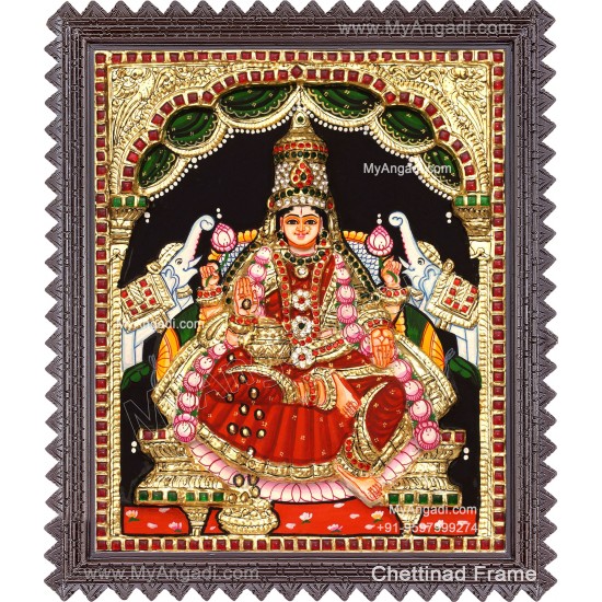 Gajalakshmi 3d Embossed Tanjore Painting
