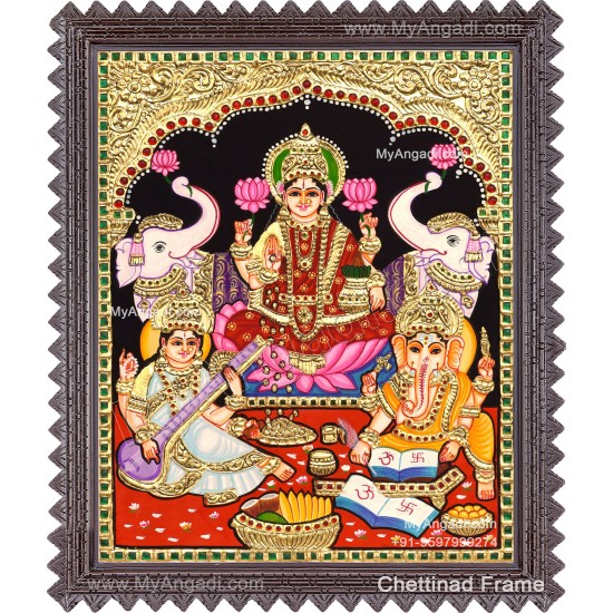 Ganesha Lakshmi Saraswathi Tanjore Painting