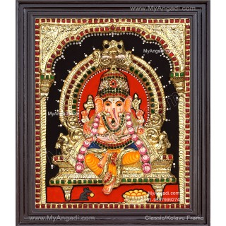 Ganesha 3d Embossed Tanjore Painting
