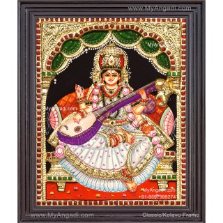Saraswathi  3D Tanjore Painting