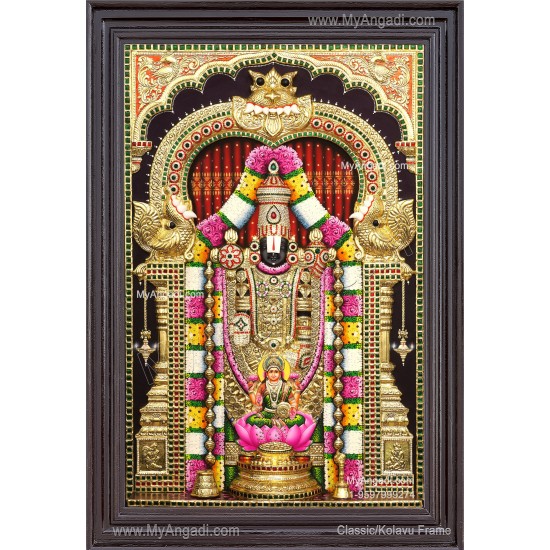 3d Venkateshwara Swamy Lakshmi Tanjore Painting