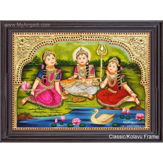 Durga Lakshmi Saraswathi Tanjore Painting