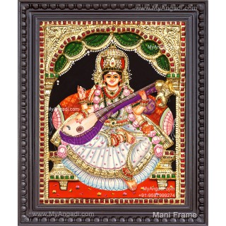 Saraswathi  3D Tanjore Painting