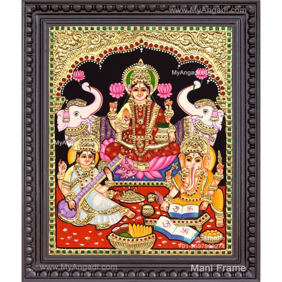 Ganesha Lakshmi Saraswathi Tanjore Painting
