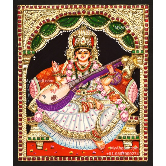 Saraswathi  3D Tanjore Painting