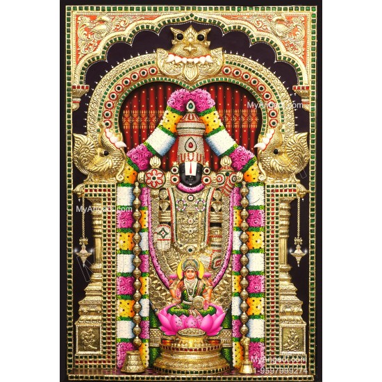 3d Venkateshwara Swamy Lakshmi Tanjore Painting
