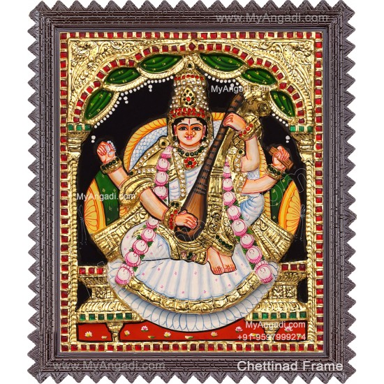 Saraswathi 3D Tanjore Painting