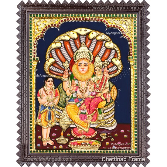 Lakshmi Narasimhar with Prahaladhan Tanjore Painting Lakshmi Narasimhar with Prahaladhan Tanjore Painting