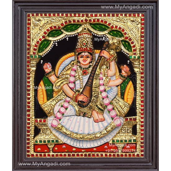 Saraswathi 3D Tanjore Painting