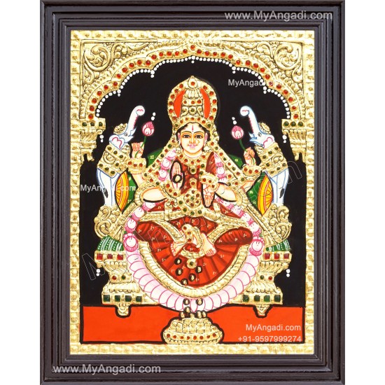 Lakshmi With 2 Elephant Tanjore Painting
